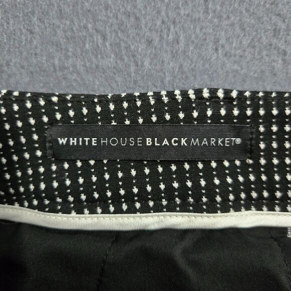 White House Black Market Women 8 The Slim Ankle Black Polka Dot Pants - Picture 8 of 14